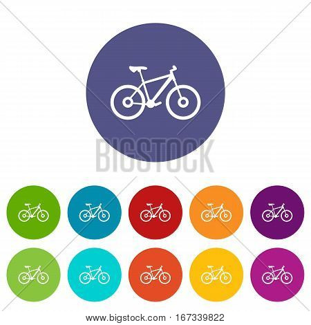 Bike set icons in different colors isolated on white background