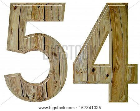 Numeral 54, Fifty Four, Isolated On White Background, 3D Render
