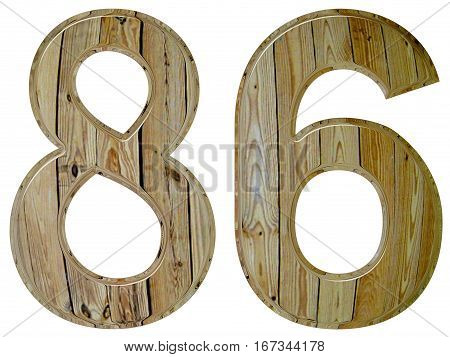 Numeral 86, Eighty Six Isolated On White Background, 3D Render