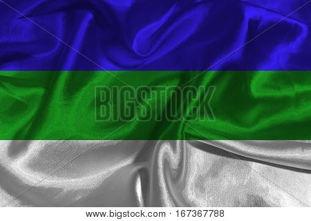 Komi Republic flag 3D illustration symbol. Komi  flag