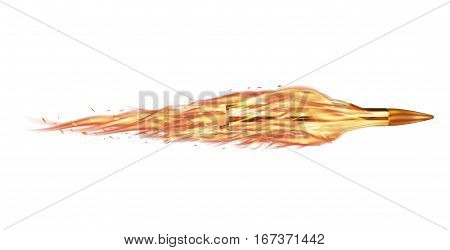 real rifle bullet with burning fire vector