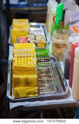 Toast Is Being Prepared For Sale In Night Market,thailand