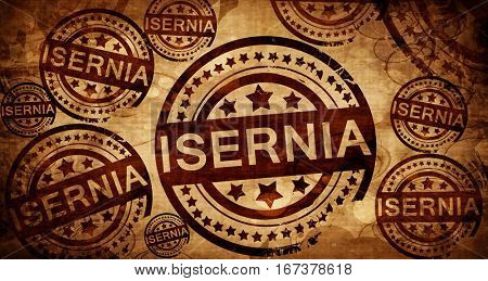 Isernia, vintage stamp on paper background