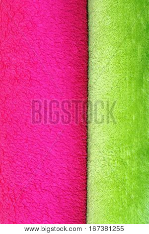 texture of colorful blankets ready for your design ( pink and green )