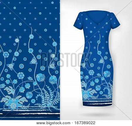 Vertical seamless patterns collection with floral texture for clothes, bedclothes, Bridal, greeting cards, fabric or paper print.