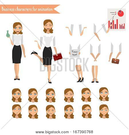 Pupil character for your scenes. Parts of body template for design work and animation