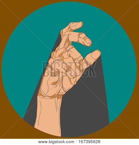 Arm taking position with shadow on blue flat design