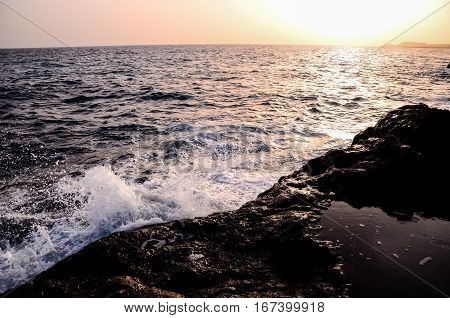 Strong Waves Crashing On The Volcanic Coast