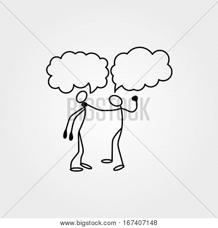 Cartoon icons of sketch stick business figures vector people in cute miniature scenes.