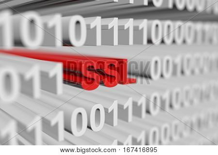 SSL in the form of a binary code with blurred background 3D illustration