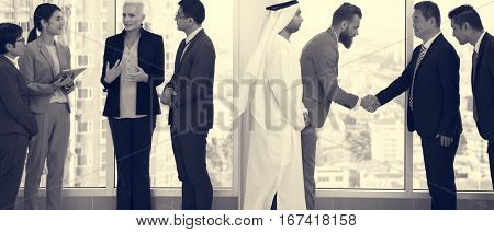 Business Partners Introductionary Handshake Bow