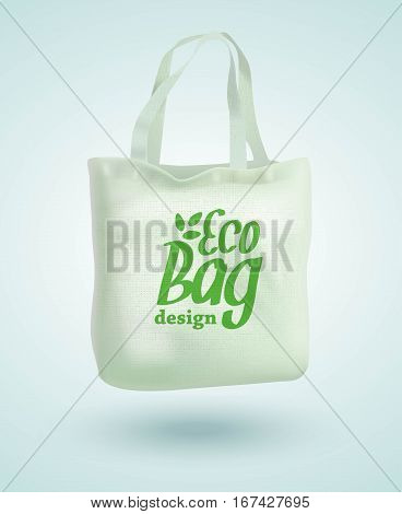Eco Fabric Cloth Bag Tote Isolated on White Background. Care about the Environment. Vector illustration EPS10