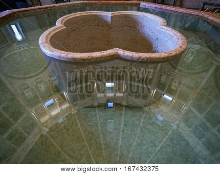 Font In Baptistery Of Parma City