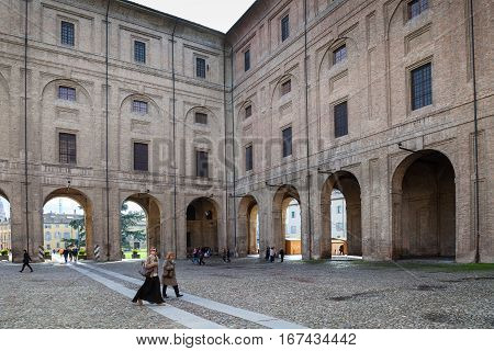 People In Palazzo Della Pillotta In Parma City