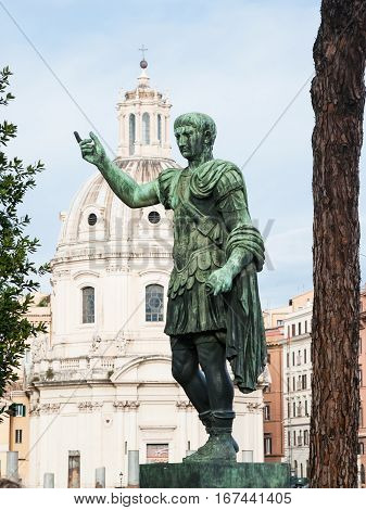 Bronze Statue Of Emperor On Roman Forum