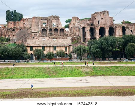Domus Severiana And Circus Maximus On Palatine
