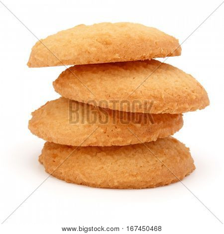 stacked short pastry cookies isolated on white background