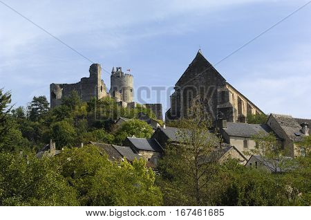 Castle and Church of Najac Aveyron France