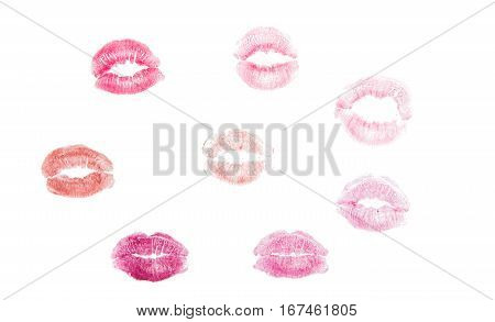 lips with lipstick mark on a white background