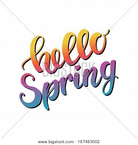 Hello Spring Lettering on background. Vector typography