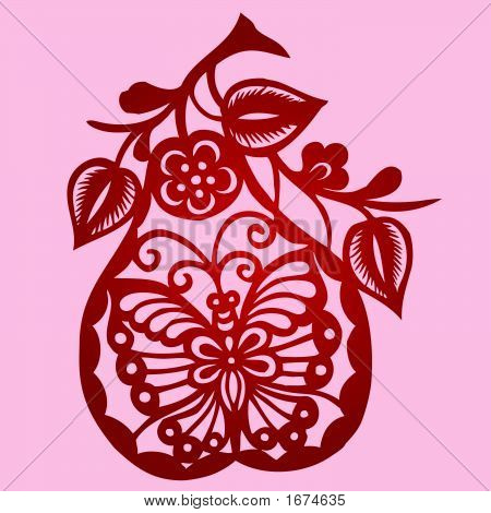 Blomstermotiver Element Design i kinesiske traditionelle papir skære stil (vektor)