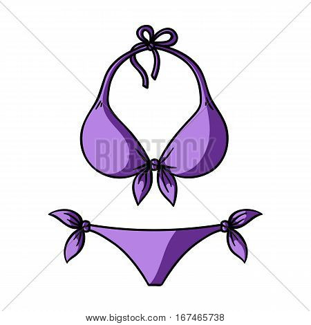 Bikini icon in cartoon design isolated on white background. Surfing symbol stock vector illustration.