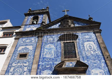 Capela das Almas church and its walls which are covered with tilesOportoPortugal