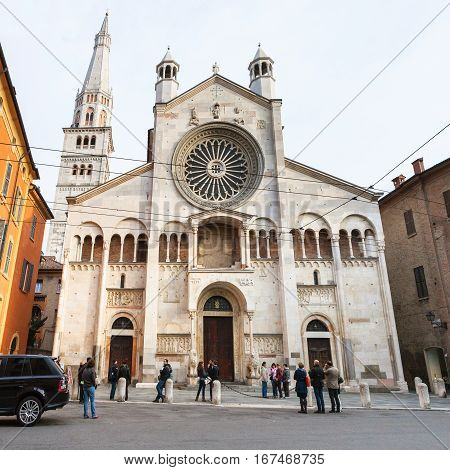 People Near Cathedral In Modena City