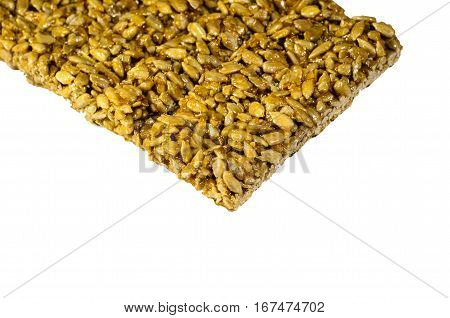 Brittles with sunflower seeds isolated on a white background