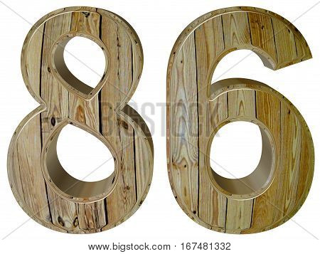 Numeral 86, Eighty Six Isolated On White Background, 3D Render