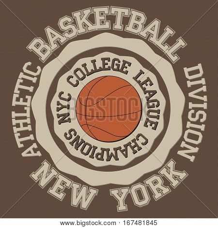 New york Brooklyn sport typography t-shirt  basketbal - vector