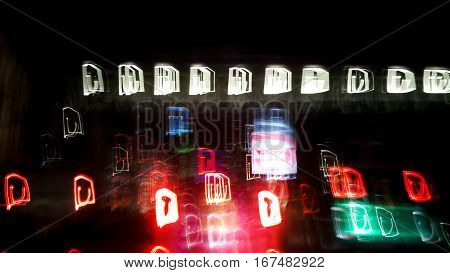 Night lights on street Astir , Abstract