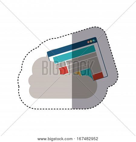 sticker window with rows and columns into the cumulus cloud vector illustration