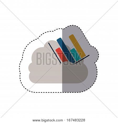 sticker column chart in multiple colors into the cumulus cloud . Vector illustration