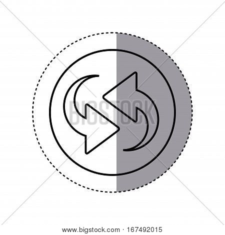 contour sticker circular border with arrows update vector illustration