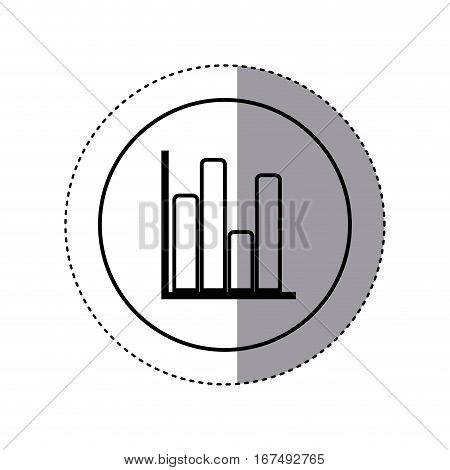 contour sticker circular border with column chart icon flat vector illustration