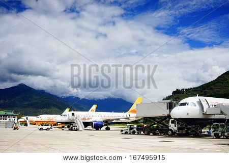 Airplanes At Paro Airport In Thimphu, Bhutan