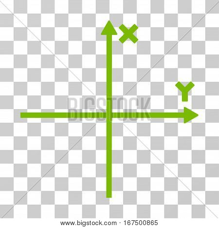 Cartesian Axes vector pictogram. Illustration style is flat iconic eco green symbol on a transparent background.