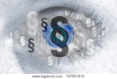 Paragraphs eye looks at viewer concept template