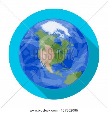 Earth icon in flat design isolated on white background. Planets symbol stock vector illustration.