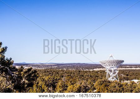 Radio telescopes in a remote forest area