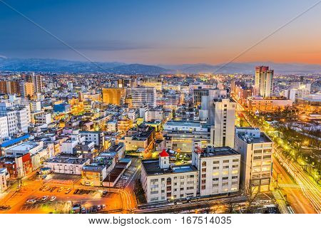 Toyama City, Japan downtown skyline.