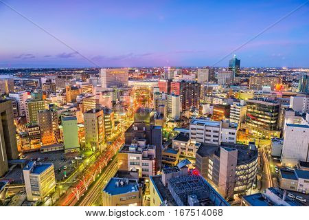 Toyama City, Japan downtown skyline.