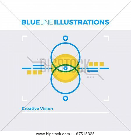 Creative Vision Blue Line Illustration.