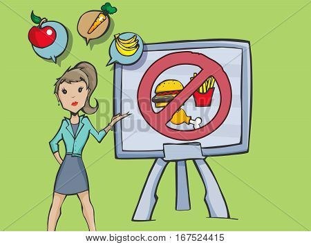 Women doing a presentation of eating habits