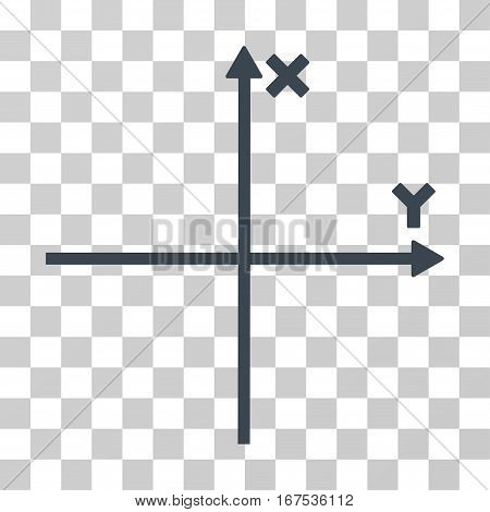 Cartesian Axes vector pictogram. Illustration style is flat iconic smooth blue symbol on a transparent background.