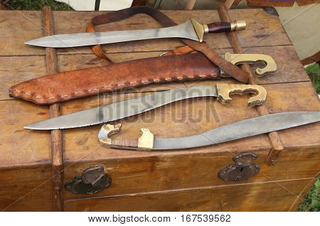 Ancient Sharp Weapons Knives Swords Medieval Or Roman