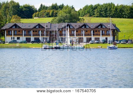 PLATELIAI - SEP 4: Plateliai Yacht Club on 4 Sep. 2011, Zemaitija National Park, Samogitia, Plateliai, Lithuania. Lake Plateliai is the biggest lake in Samogitia and 9th biggest in Lithuania.