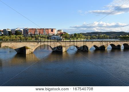 City and Romanesque bridge Mirandela Tras-os-Montes e Alto Douro Portugal