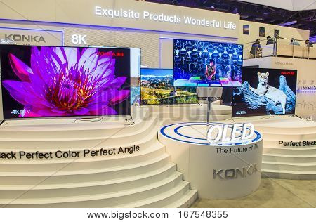 LAS VEGAS - JAN 08 : The Konka booth at the CES show held in Las Vegas on January 08 2017 CES is the world's leading consumer-electronics show.